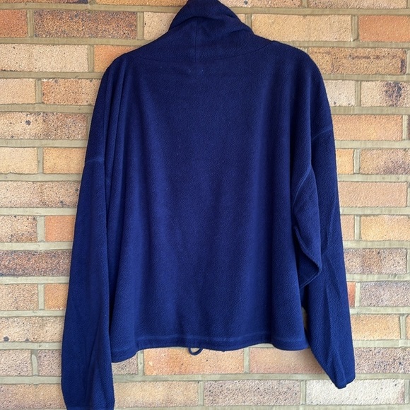 aerie long Sleeve cowl neck Navy Blue Cropped fleece Pullover L - Picture 6 of 6